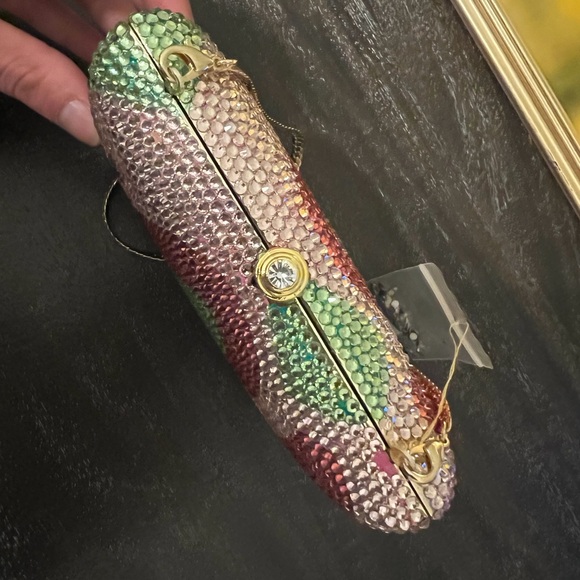 Crystal Embellished Flamingo Multicolor Clutch - Picture 3 of 3